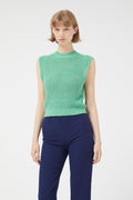 Top verde senza maniche in maglia