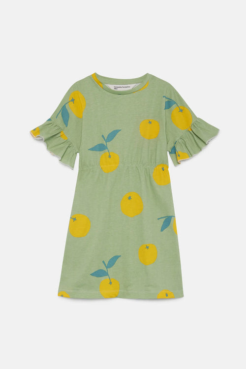 Abito corto da bambina con stampa Yuzu