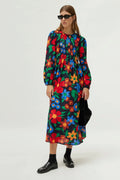 Abito lungo con stampa floreale multicolor