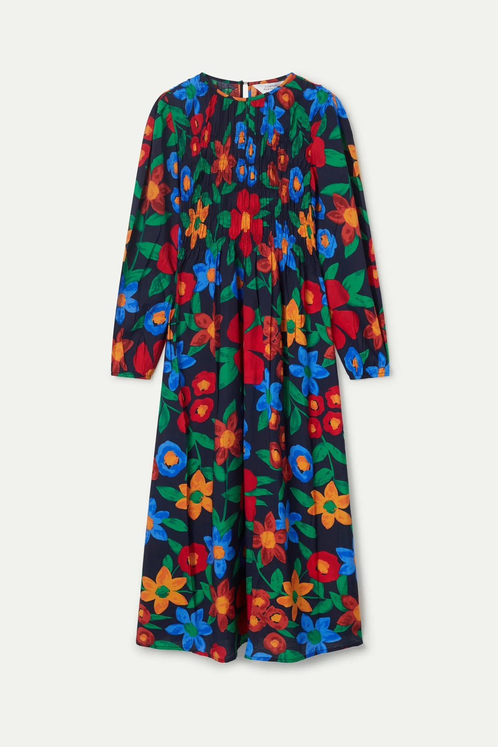 Abito lungo con stampa floreale multicolor