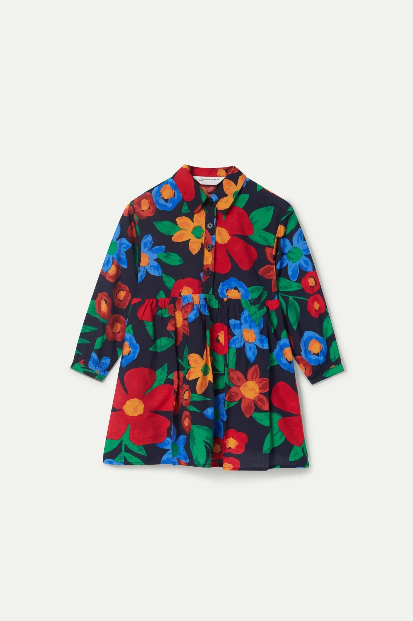 Abito corto da bambina con stampa floreale multicolor