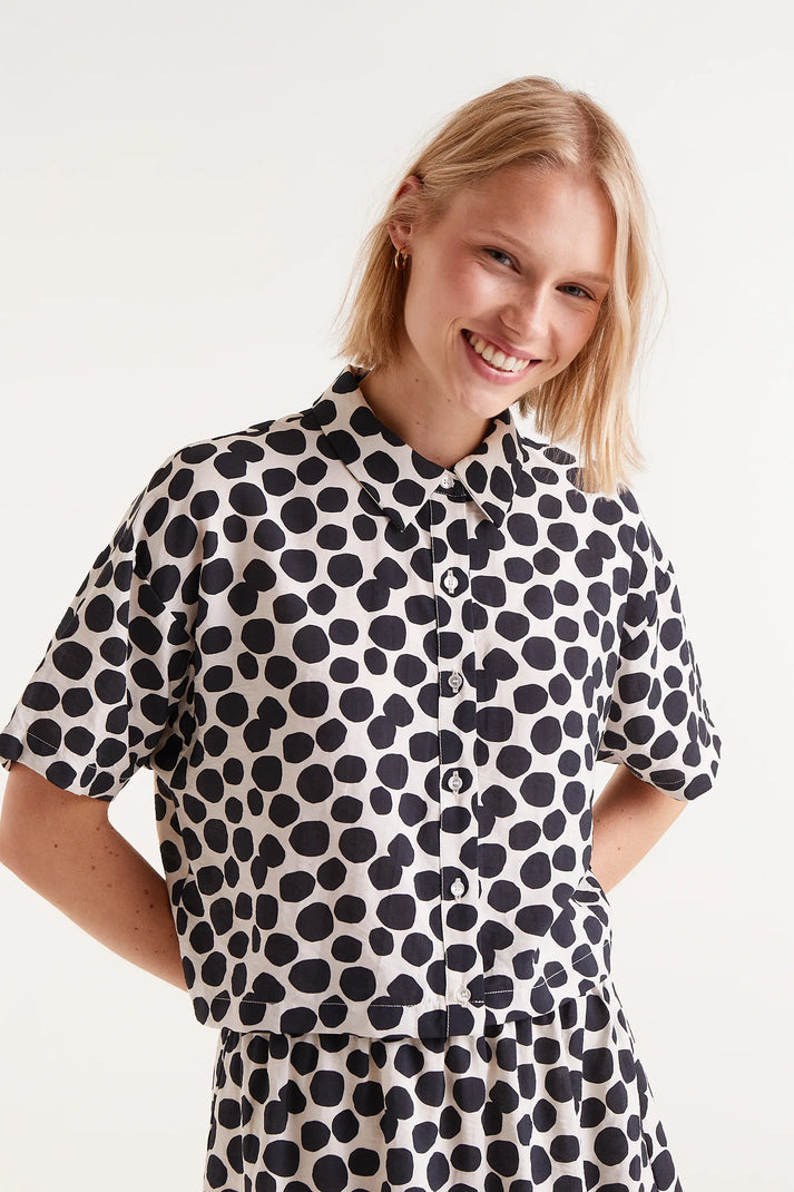 Camicia a maniche corte con stampa Terrazzo