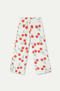 Pantaloni lunghi da bambina con stampa di ciliegie
