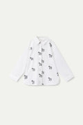 Camicia da bambina con zebra ricamata bianca