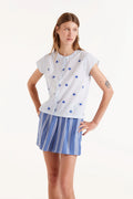 Camicia con colletto alla Mao con soli blu