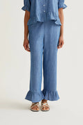 Pantaloni in chambray 100% cotone azzurro
