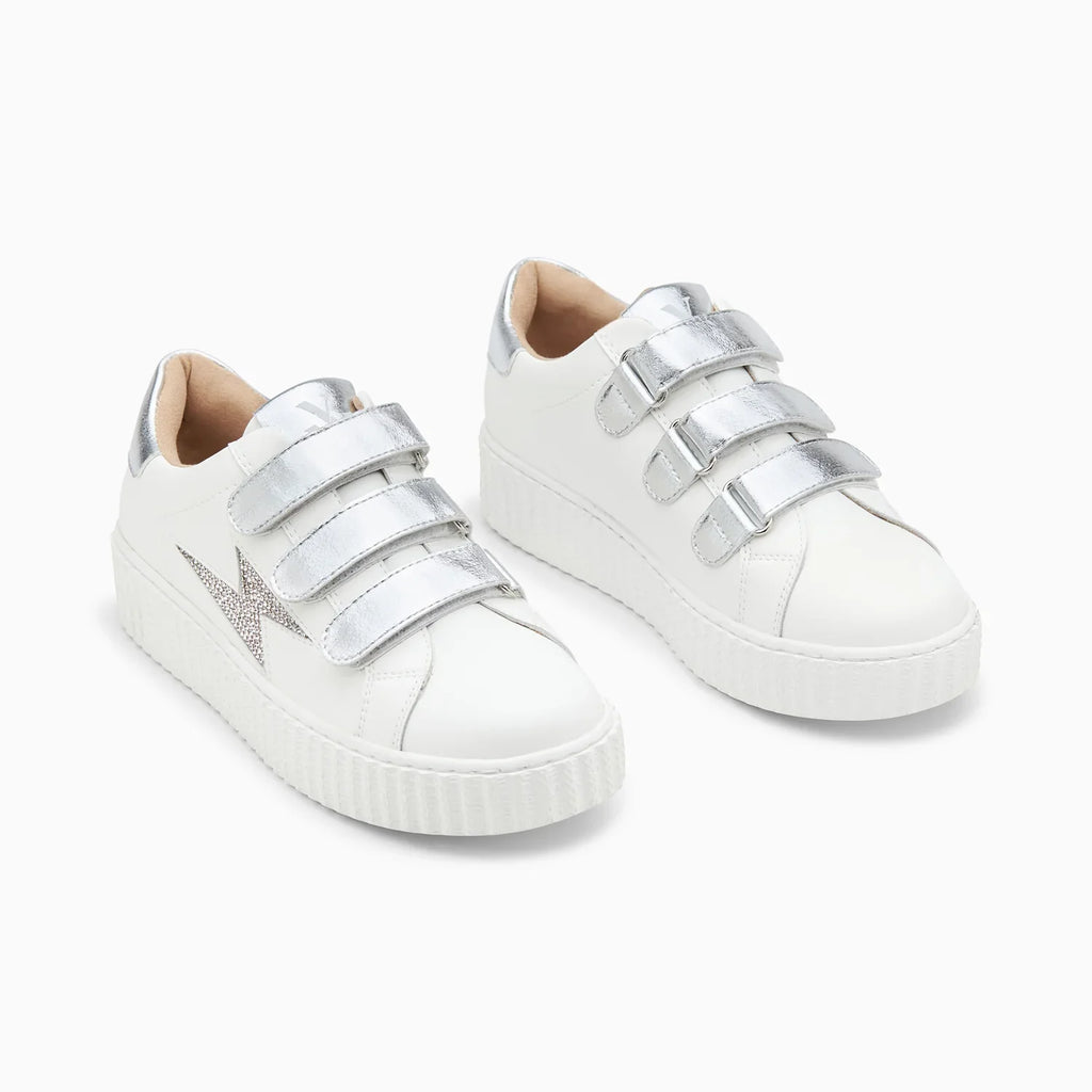 White and silver sneakers
