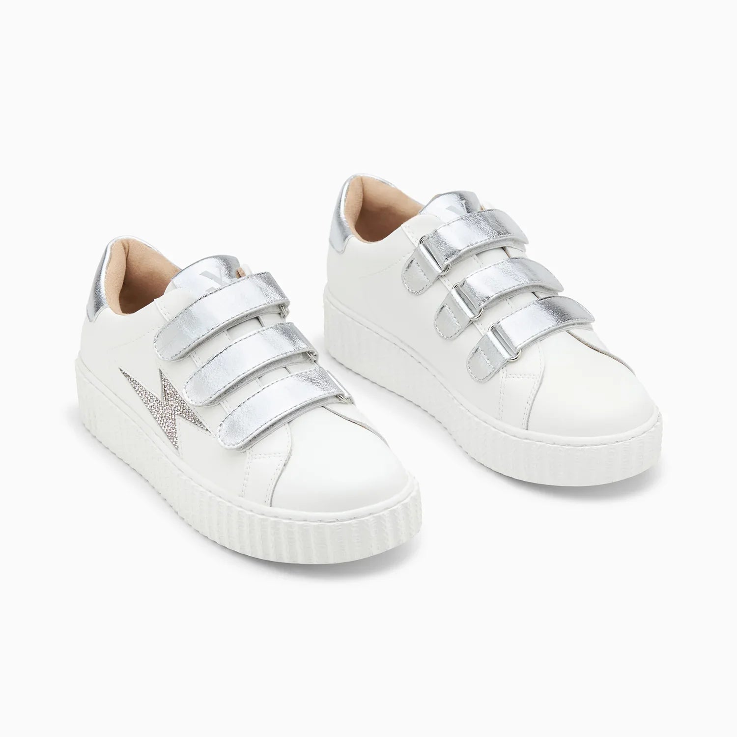 White and silver sneakers