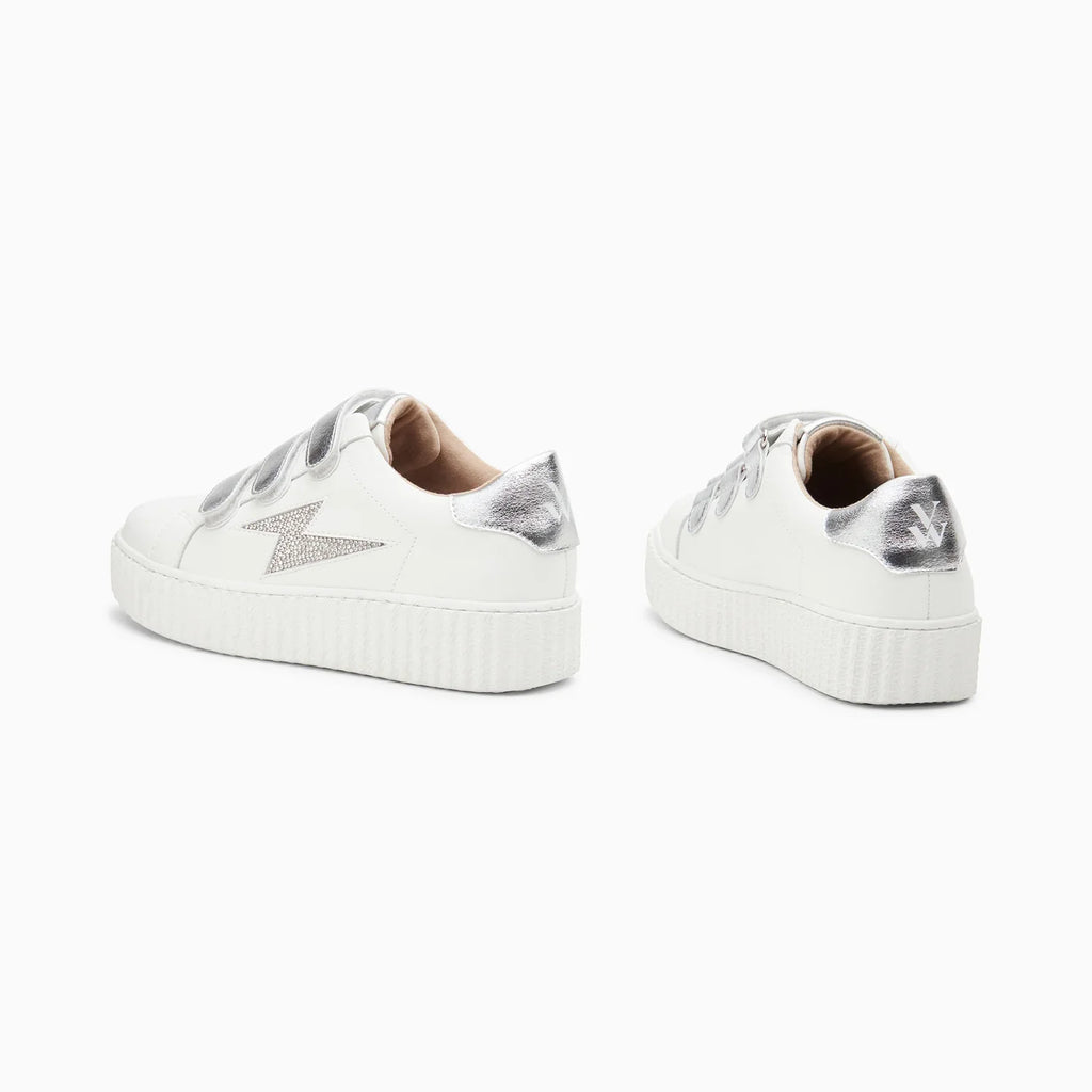 White and silver sneakers