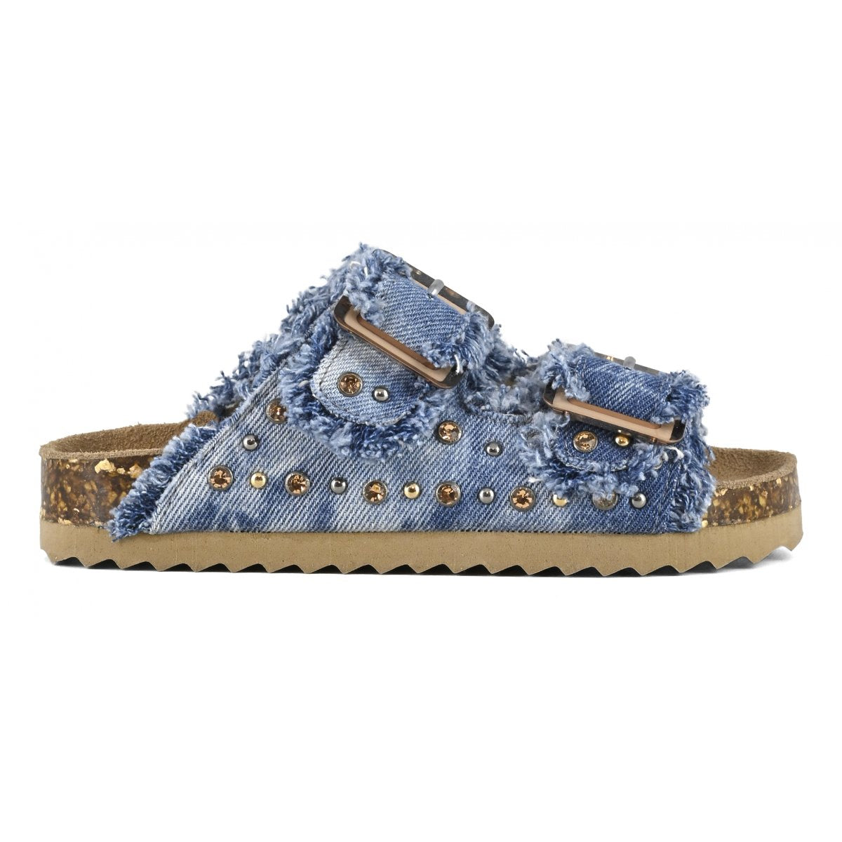 Sandalo denim e strass