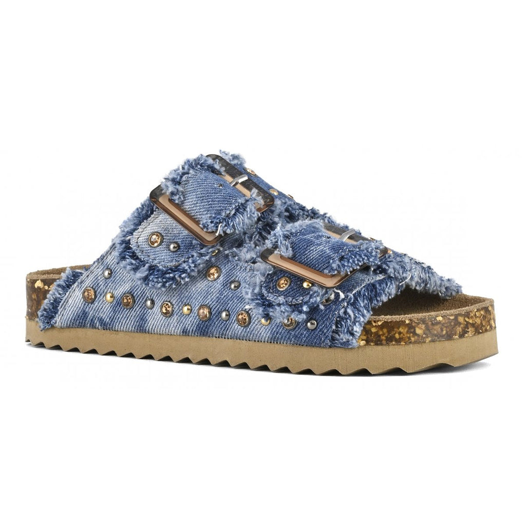 Sandalo denim e strass