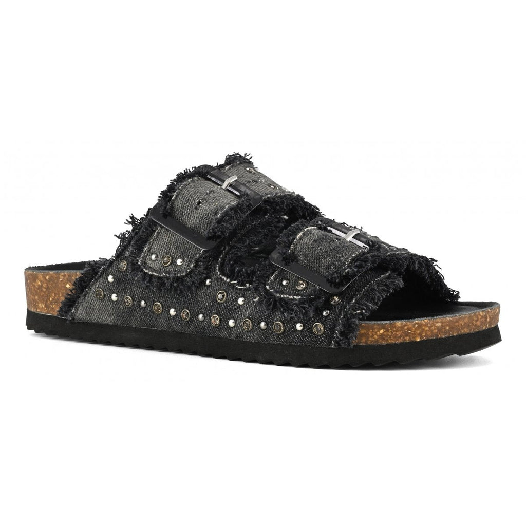 Sandalo denim e strass