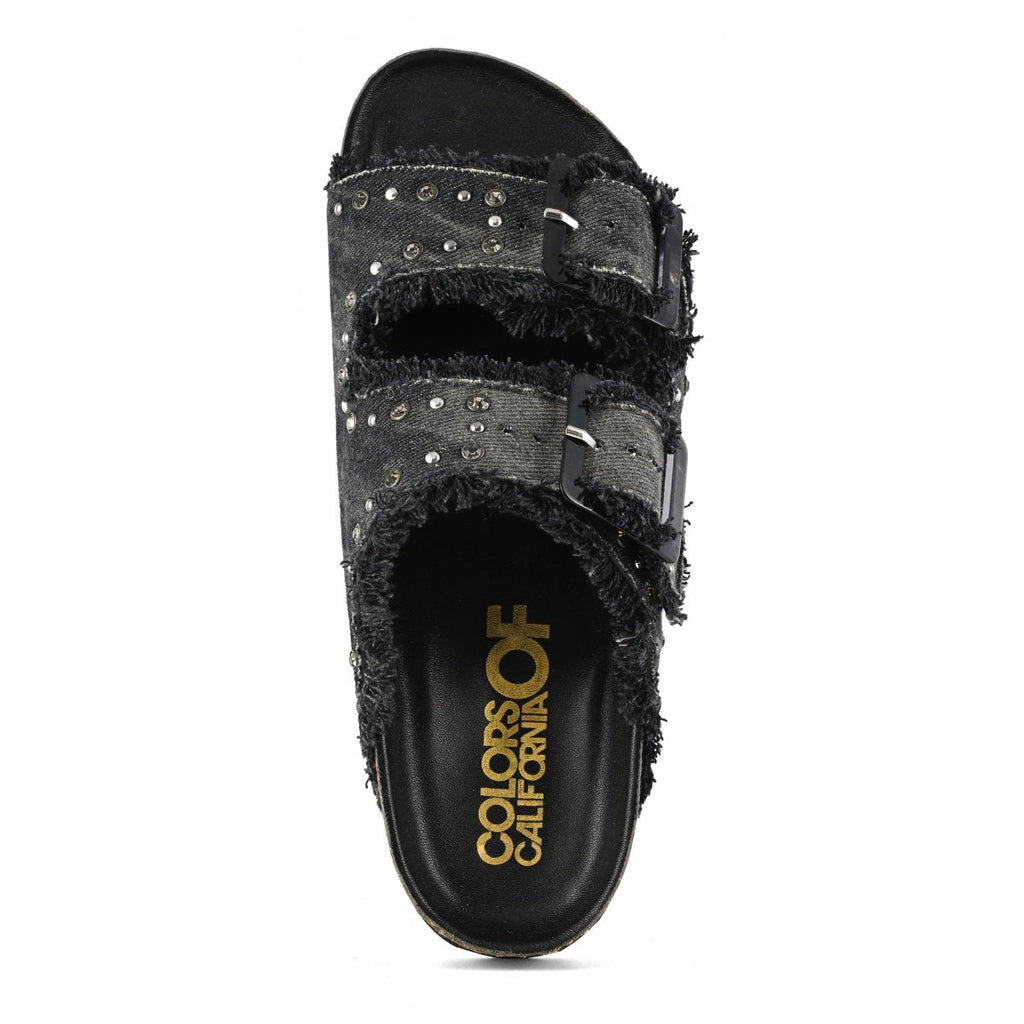 Sandalo denim e strass