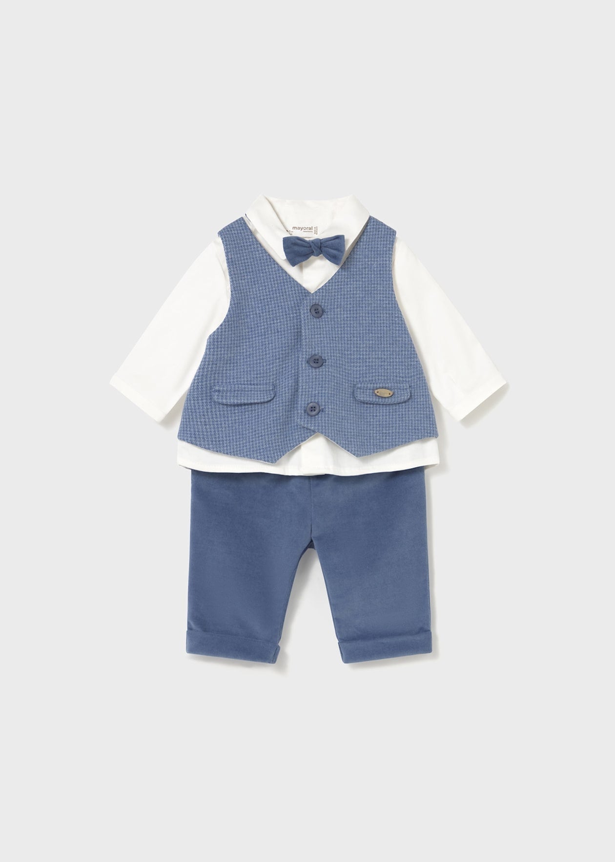 Completo camicia con papillon e pantalone neonato