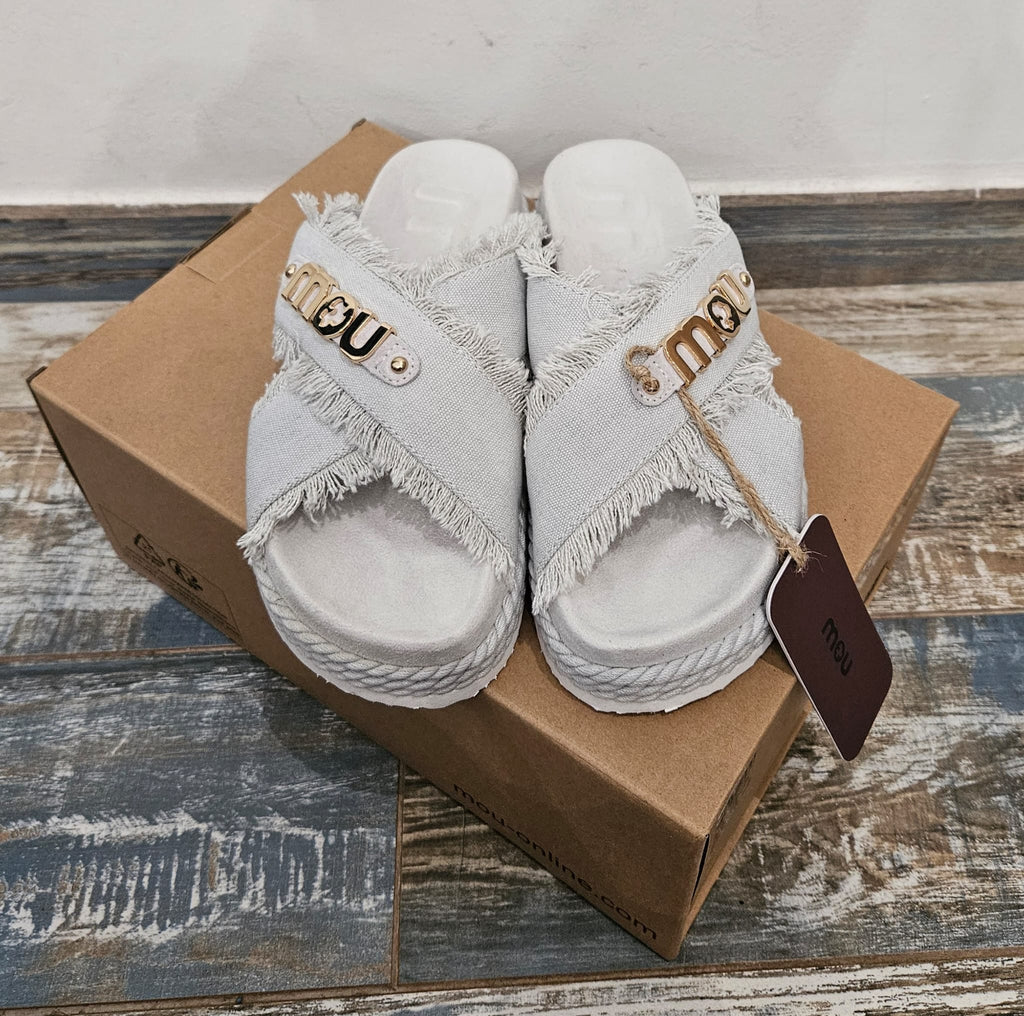 Criss-cross rope sandal recycled canvas MOU