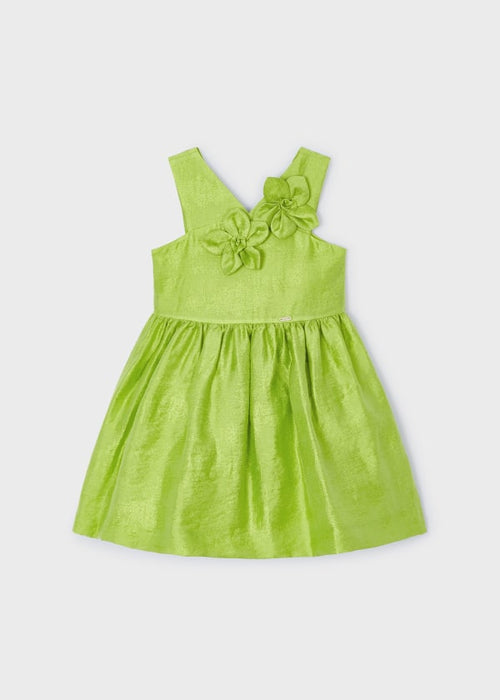 Abito fiori in rilievo lino bambina