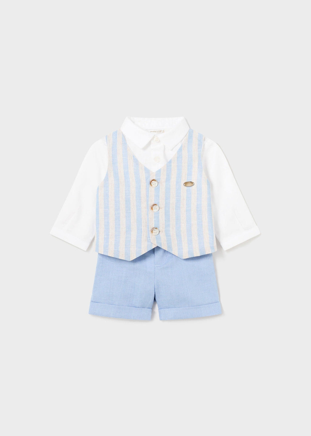 Completo 2 pezzi gilet lino neonato