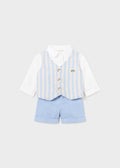 Completo 2 pezzi gilet lino neonato
