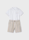 Completo 2 pezzi righe lino bambino
