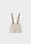 Completo pantaloncino bretelle e camicia neonato