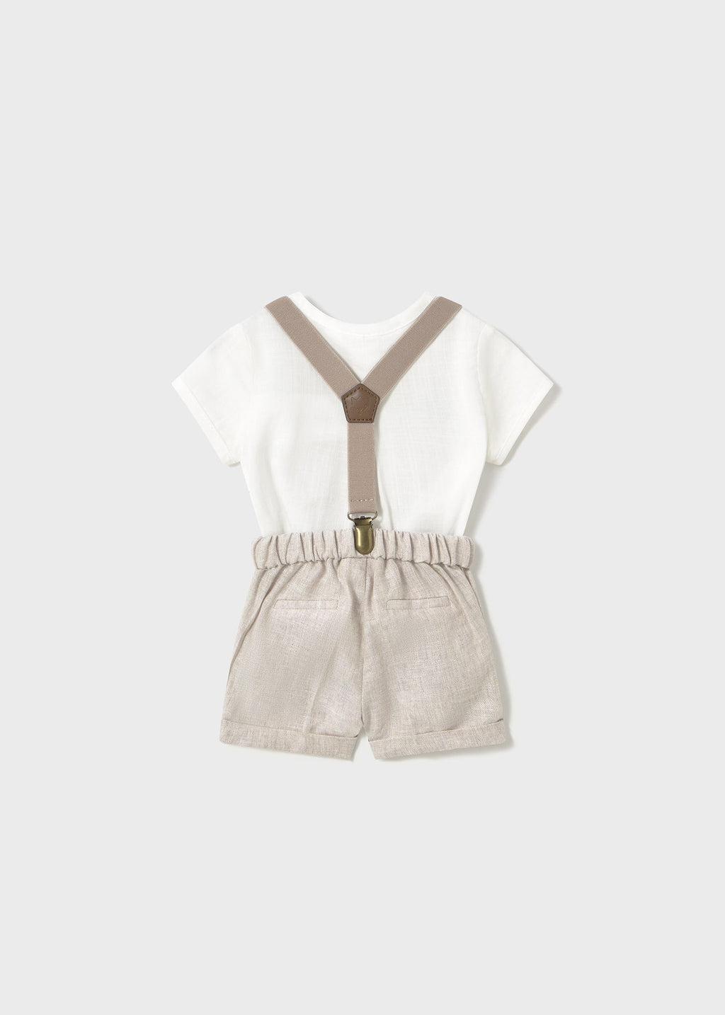 Completo pantaloncino bretelle e camicia neonato