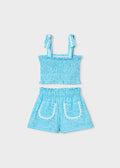 Completo shorts e top nido d'ape bambina