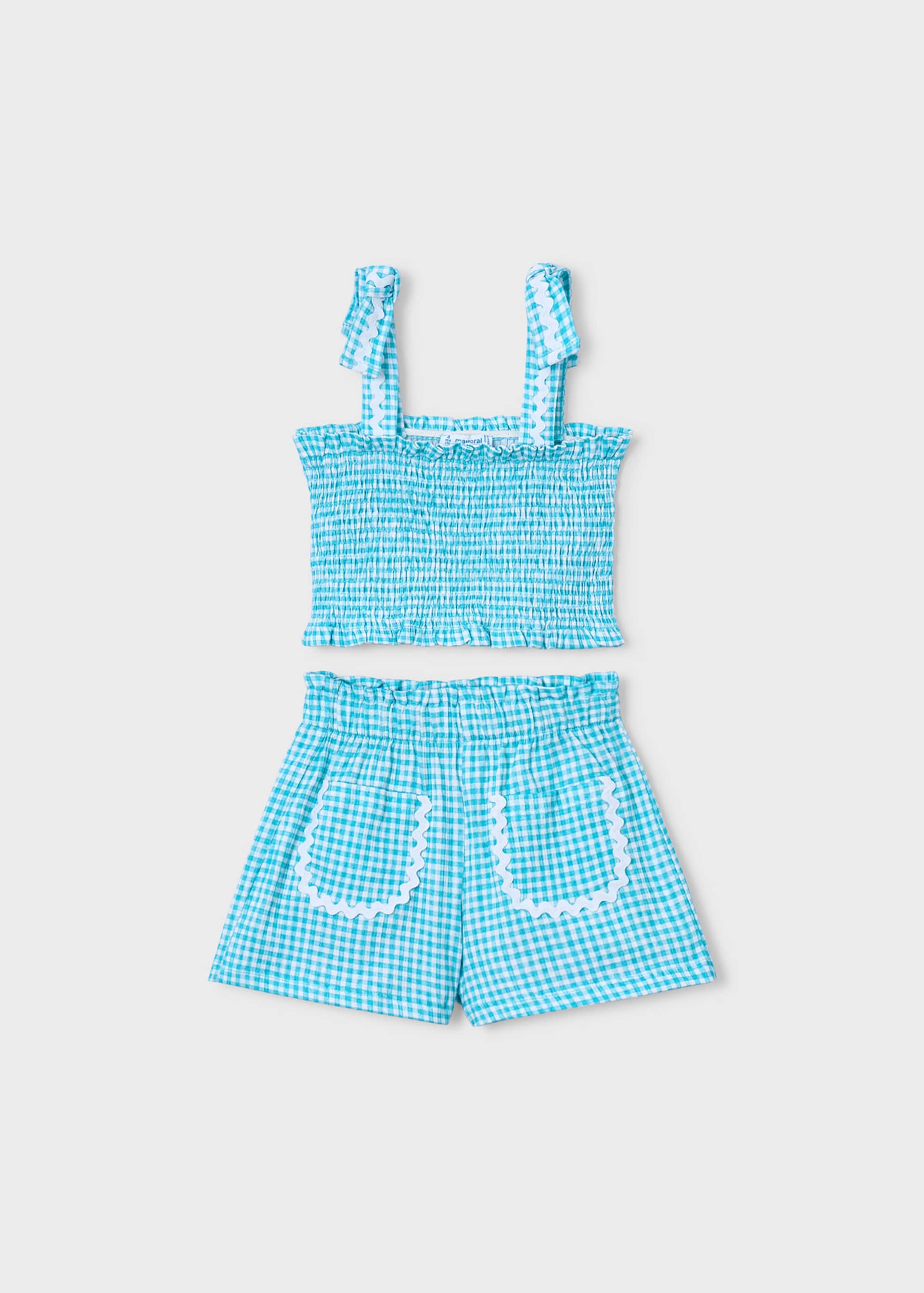 Completo shorts e top nido d'ape bambina