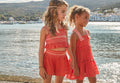 Completo shorts e top nido d'ape bambina