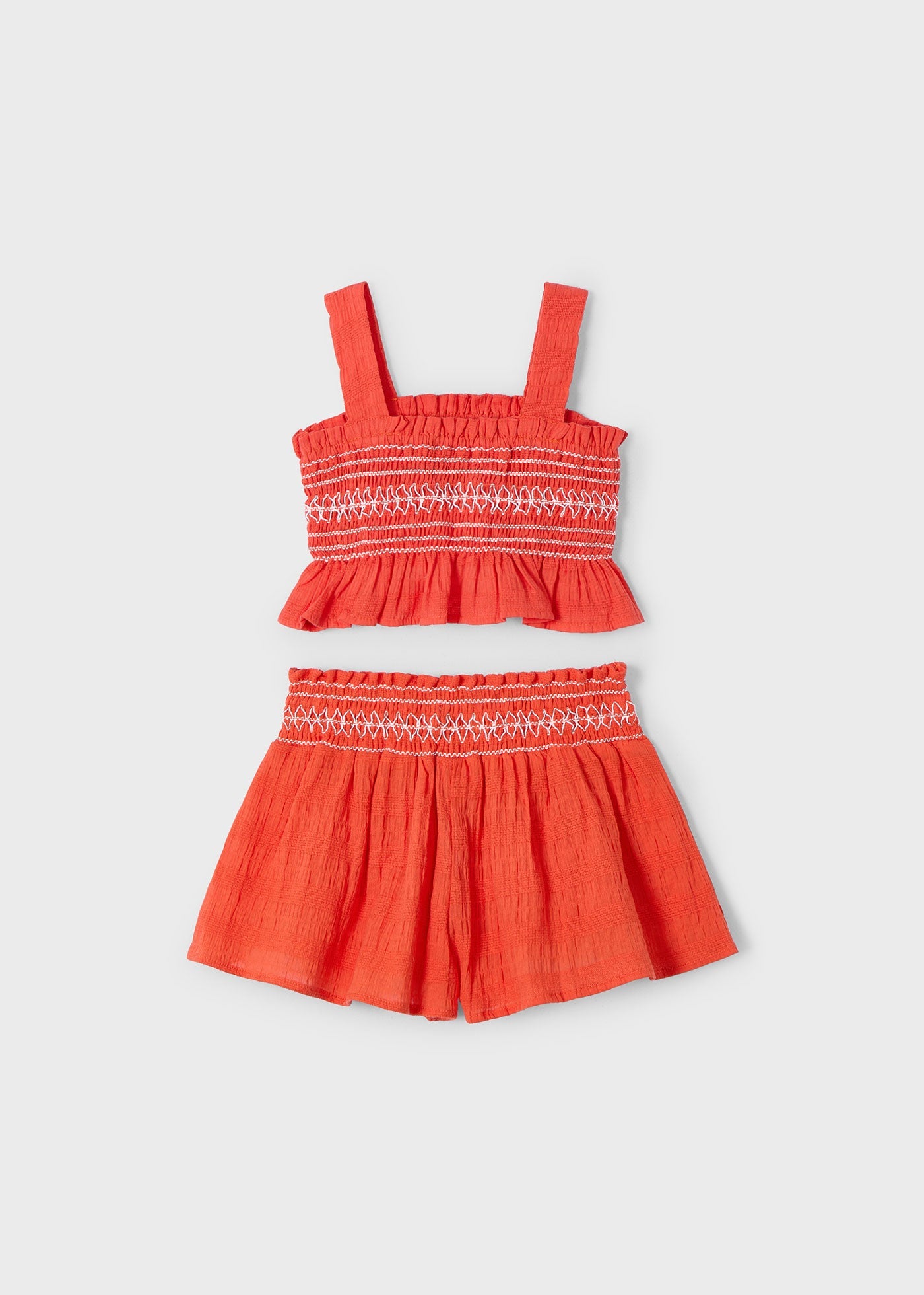 Completo shorts e top nido d'ape bambina