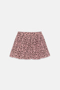 Gonna corta a pieghe per bambina con stampa a pois rosa