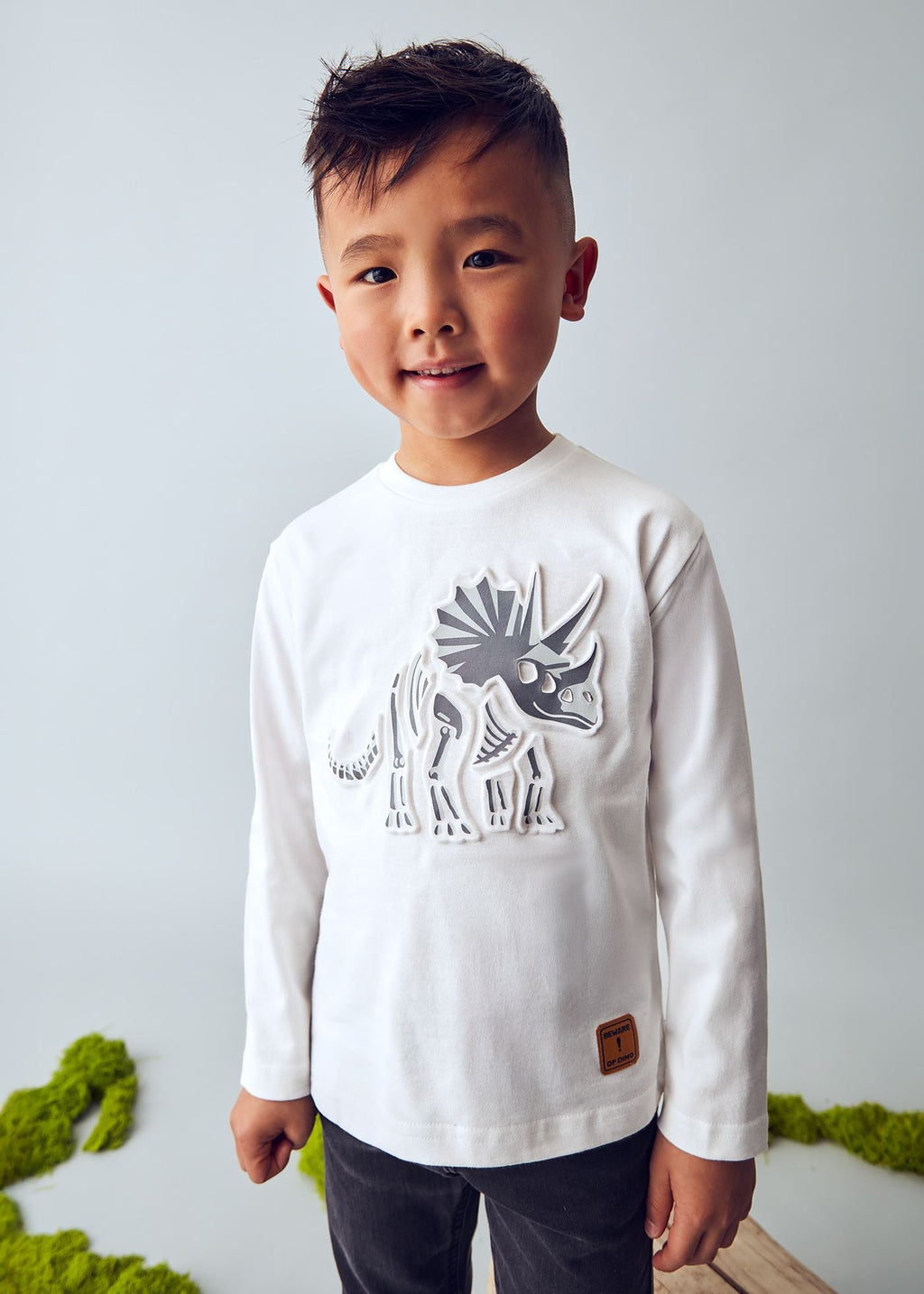 Maglietta dinosauro rilievo bambino
