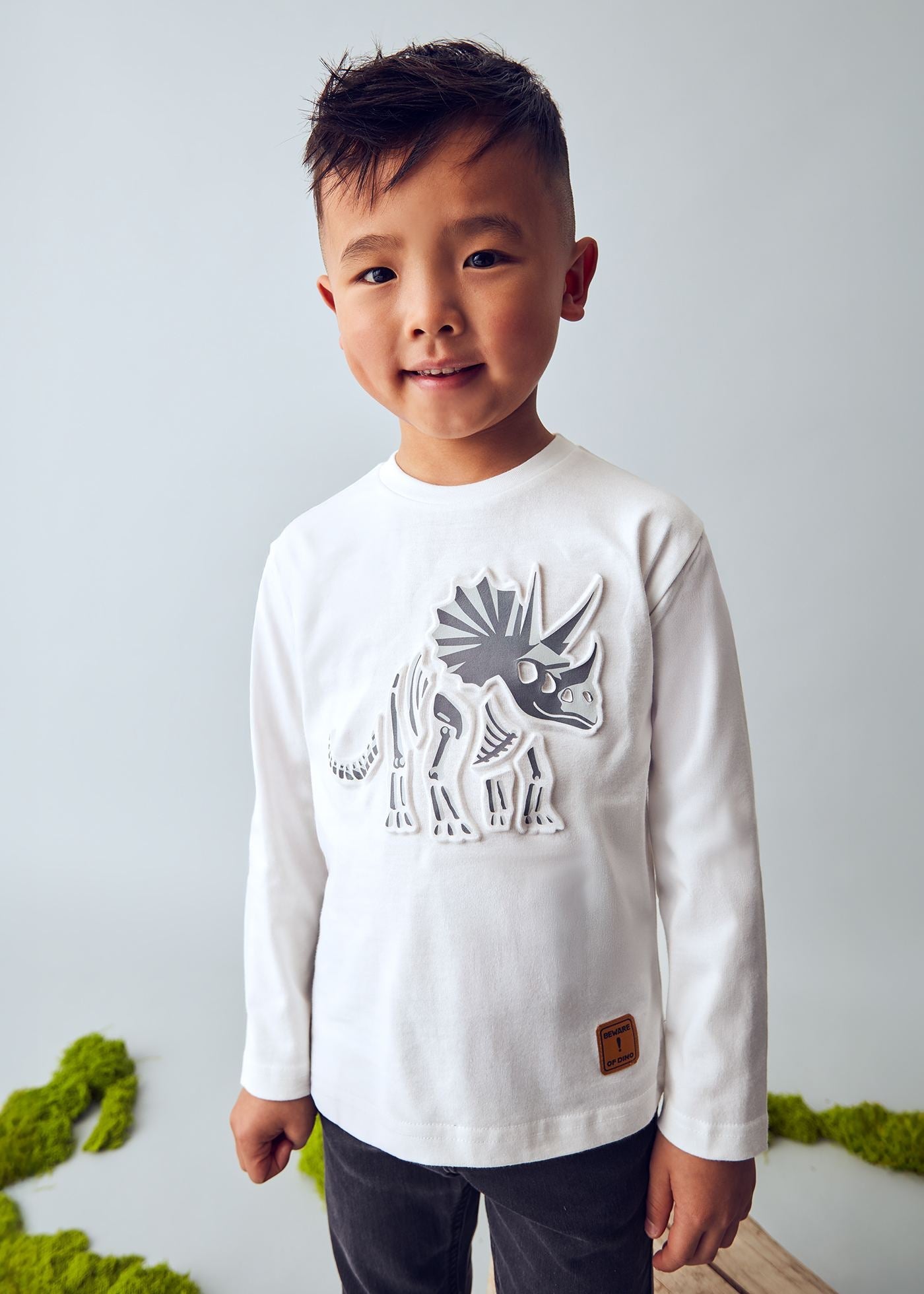 Maglietta dinosauro rilievo bambino