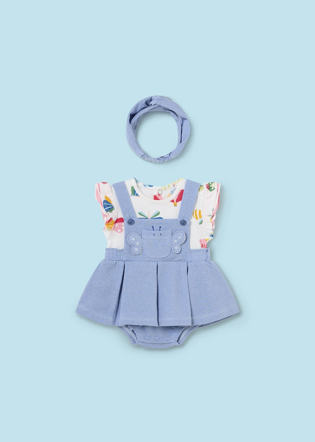 Pagliaccetto con fascia abbinata Better Cotton neonata