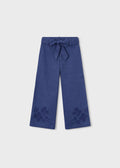 Pantalone ricamato lino bambina