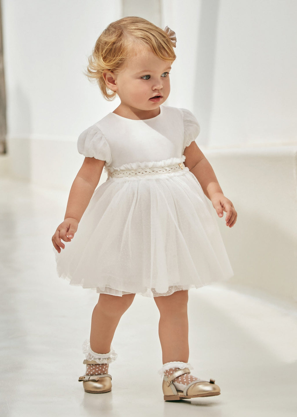 Vestito combinato tulle plissettato bimba