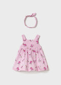 Vestito con fascia stampato neonata