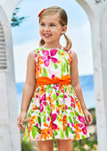 Vestito fiori con fiocco bambina