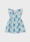 Vestito stampato fiori geometrici bambina