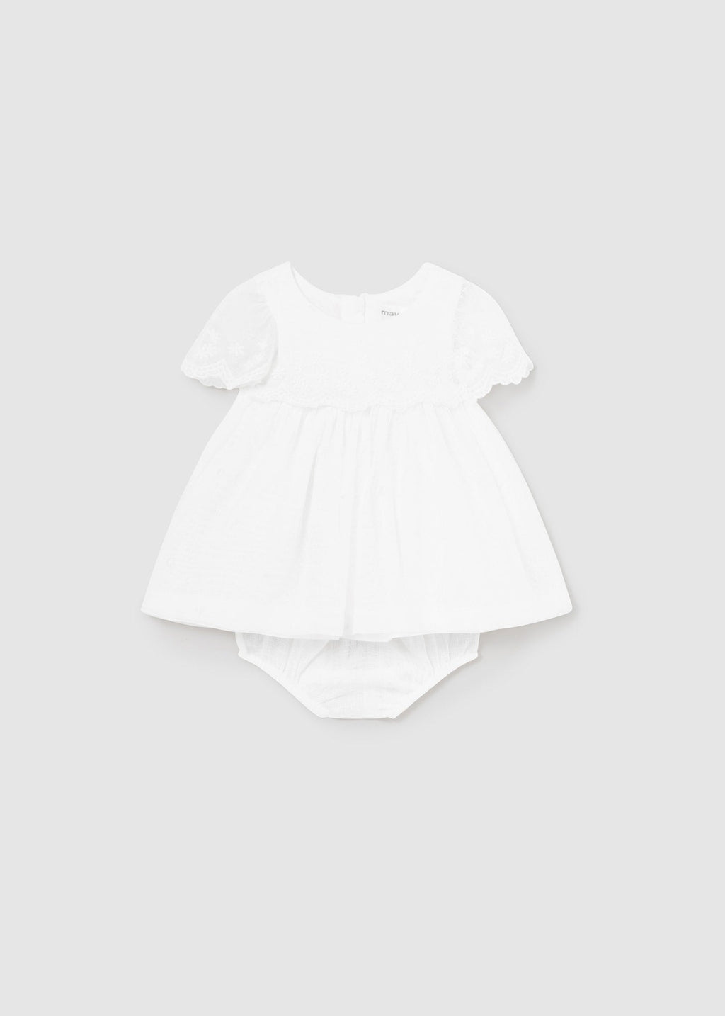 Vestito tulle ricamato con copri pannolino neonata